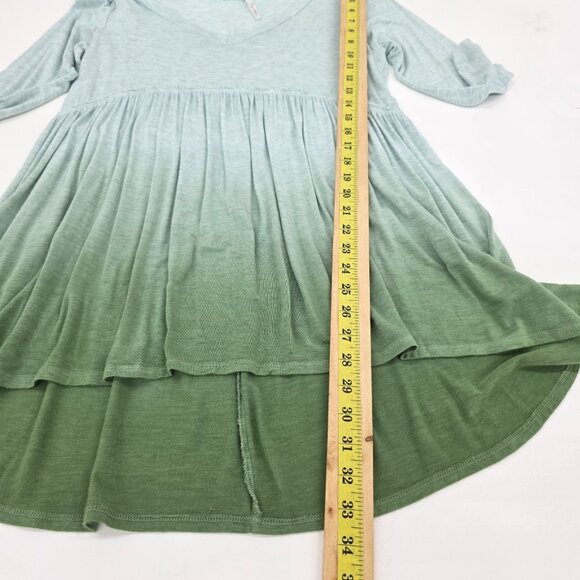 Mint‎ Green Dip Dye Babydoll Top M Soft Ombre Flowy Tunic High Waist Stretch - Picture 9 of 10